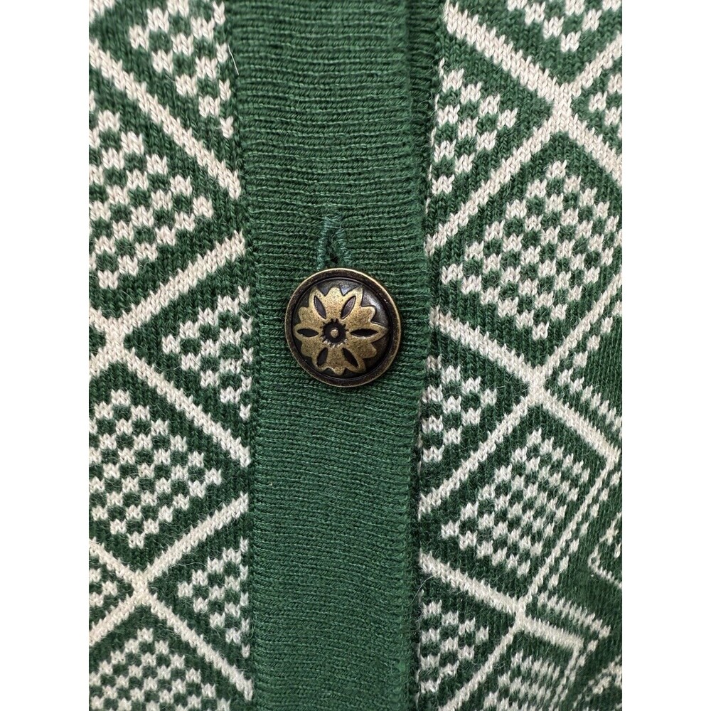 Appleseeds Sz M green ivory fair isle Nordic button up soft ca… - Picture 5 of 13